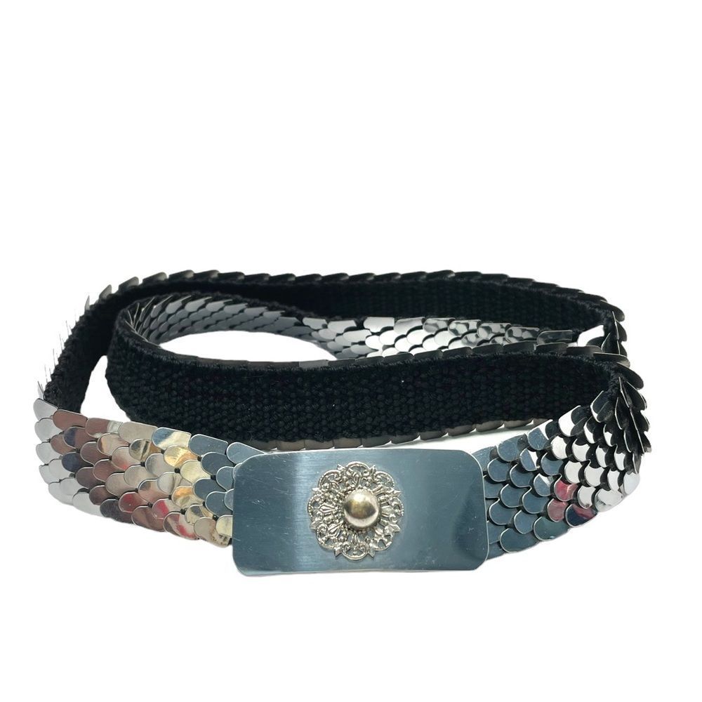 Vintage 80’s Serpentine Metal Elastic Stretch Belt